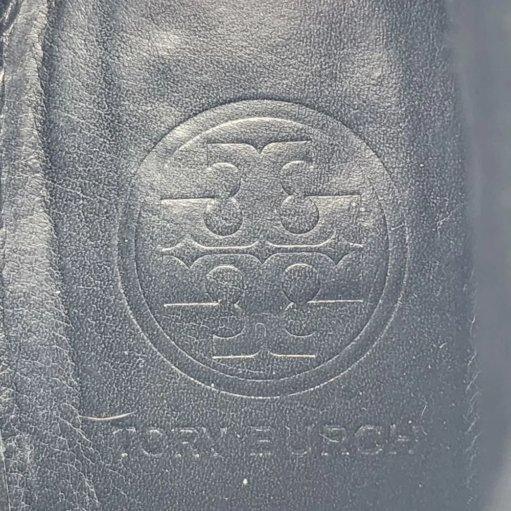 TORY BURCH Lysa Black‎ Leather Platform Chain Heeled Boots Size 9.5